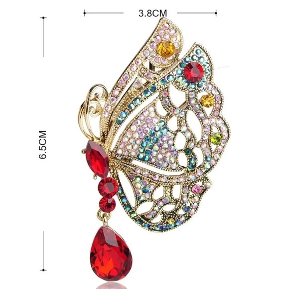 VQ Rhinestones Butterfly Brooch - Picture 1 of 6